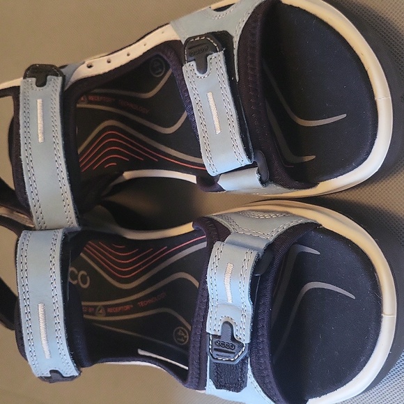 Ecco Light Blue Nubuck Leather Sandals W0's 10 - Picture 5 of 10